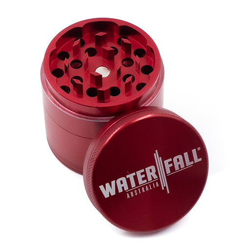 Four-Part Aluminium Grinder with Removable Screen - Red (50mm) Waterfall