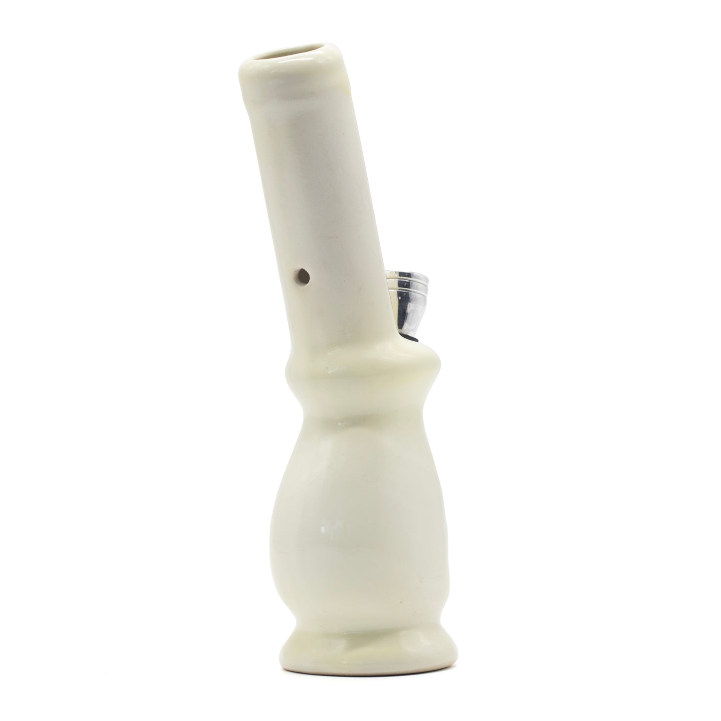 Gripper Ceramic Bong - White (Green Leaf) The Bong Shop