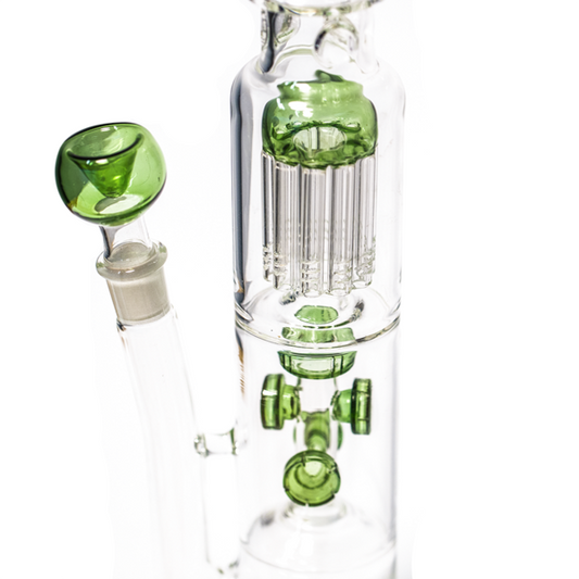 Titan Series | Green Pillar Glass Bong Waterfall