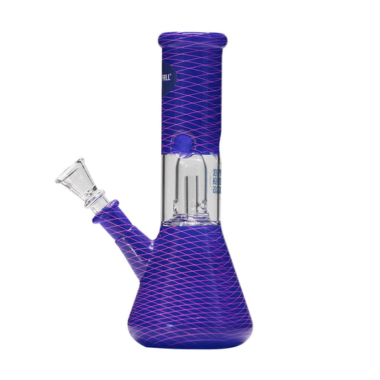 WATERFALL - MINI PERC GLASS BONG - PURPLE PINK CROSSHATCH