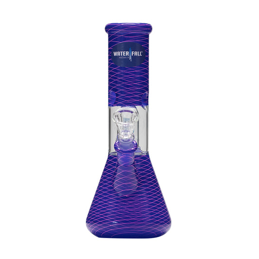 WATERFALL - MINI PERC GLASS BONG - PURPLE PINK CROSSHATCH