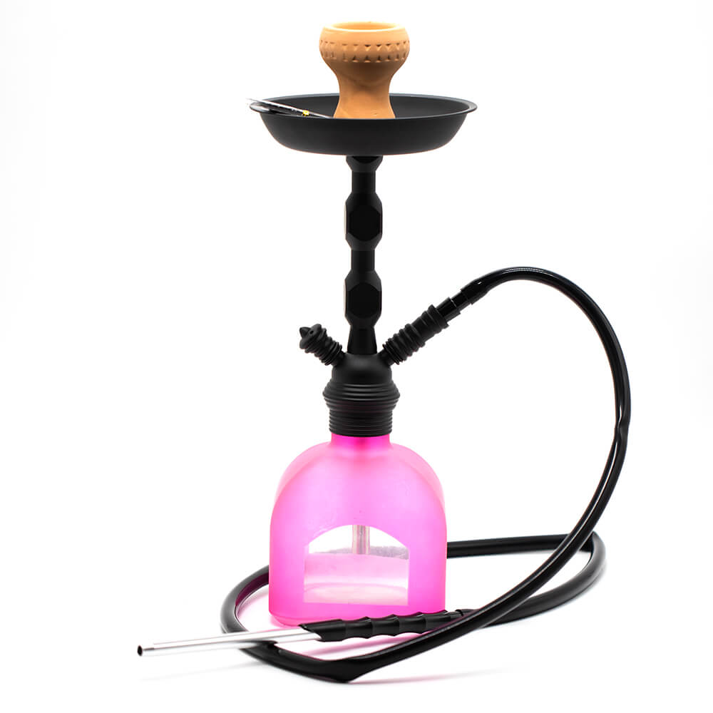 Hookah - 44cm Black w/ Pink Base 1 Hose