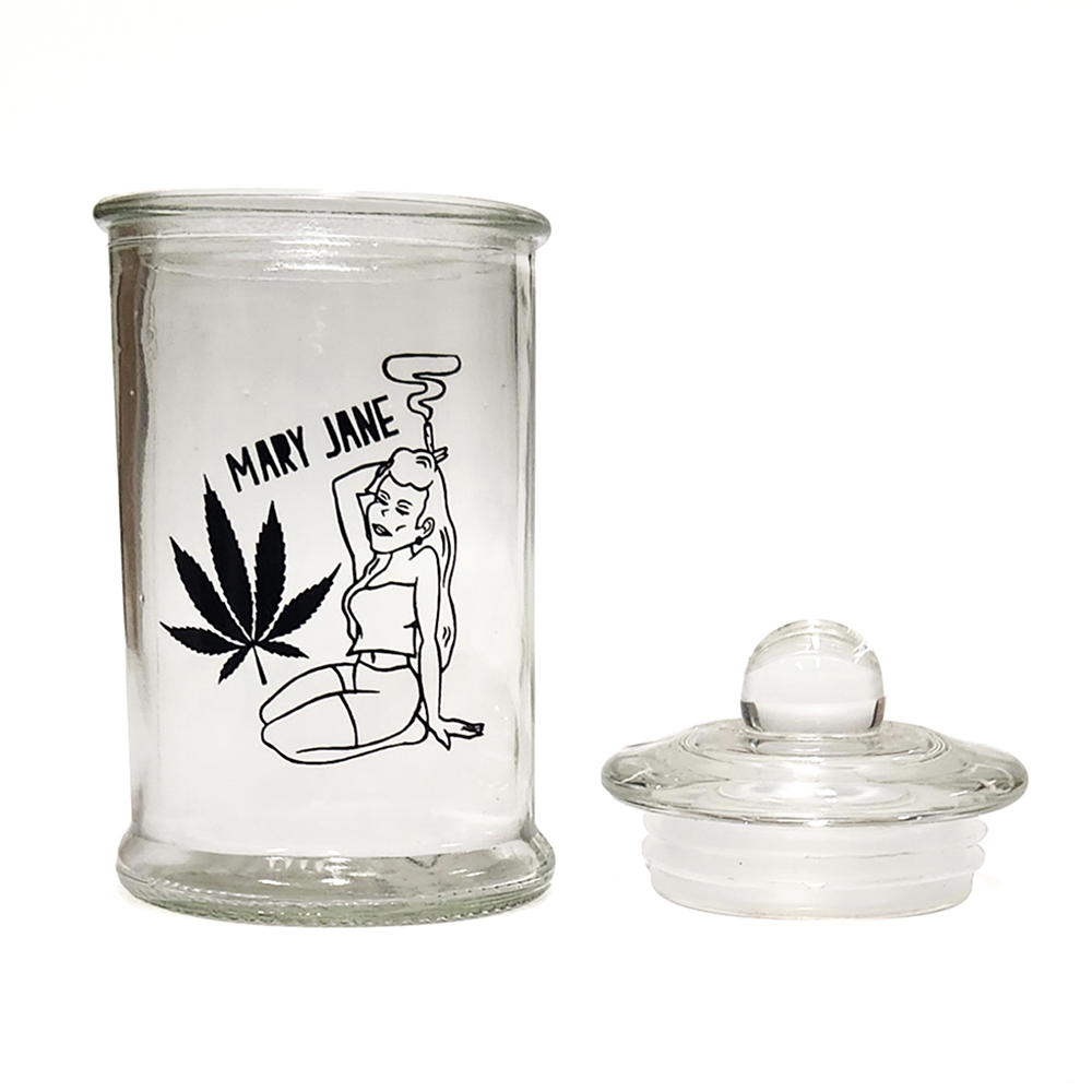 501506441 - STASH JAR - MARY JANE 150ML CLEAR GLASS JAR