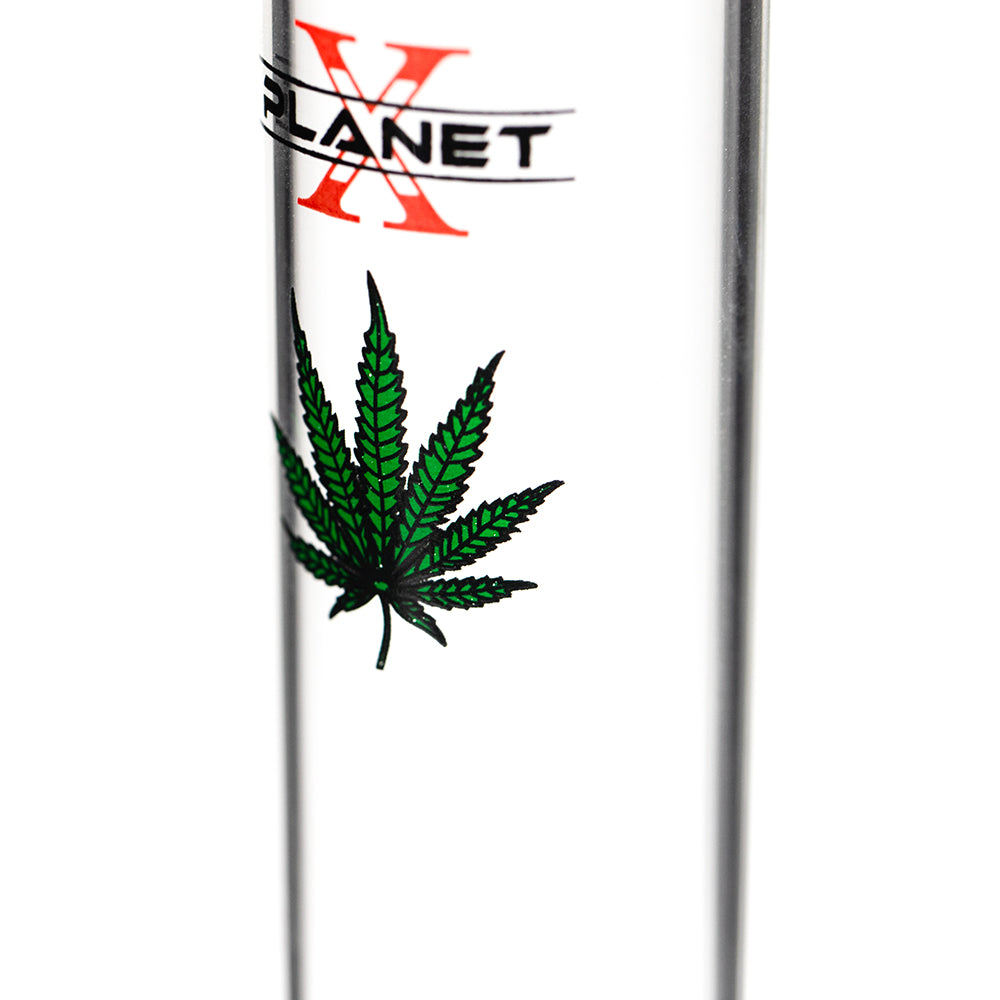 Stereo Double Cone Glass Bong - Leaf Decal Planet X