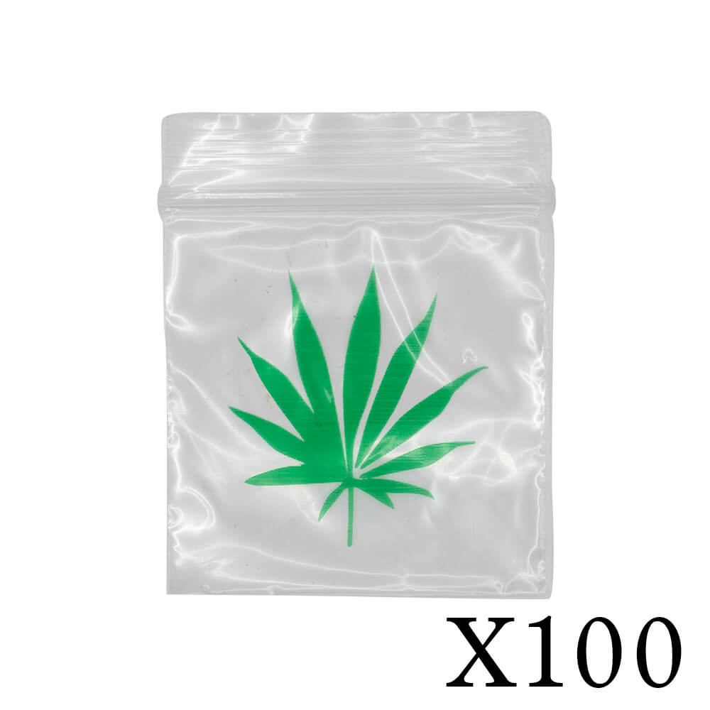 Weed Leaf Zip Lock Baggie - 100 Pack The Bong Shop
