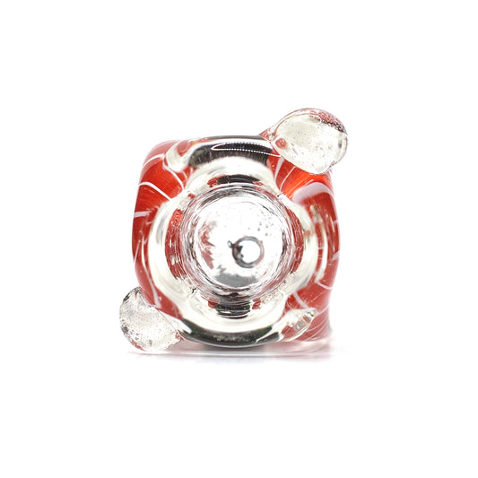 Glass Cone Square 18mm Red & White Swirls