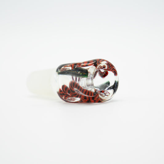 Square Black & Red Swirls Glass Cone - 18mm The Bong Shop