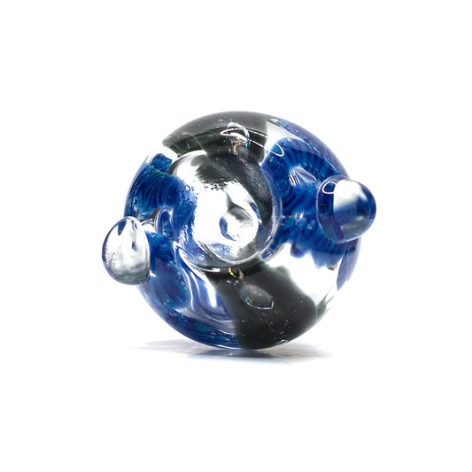 Glass Cone Round 14mm Light Blue, Dark Blue, White Swirls