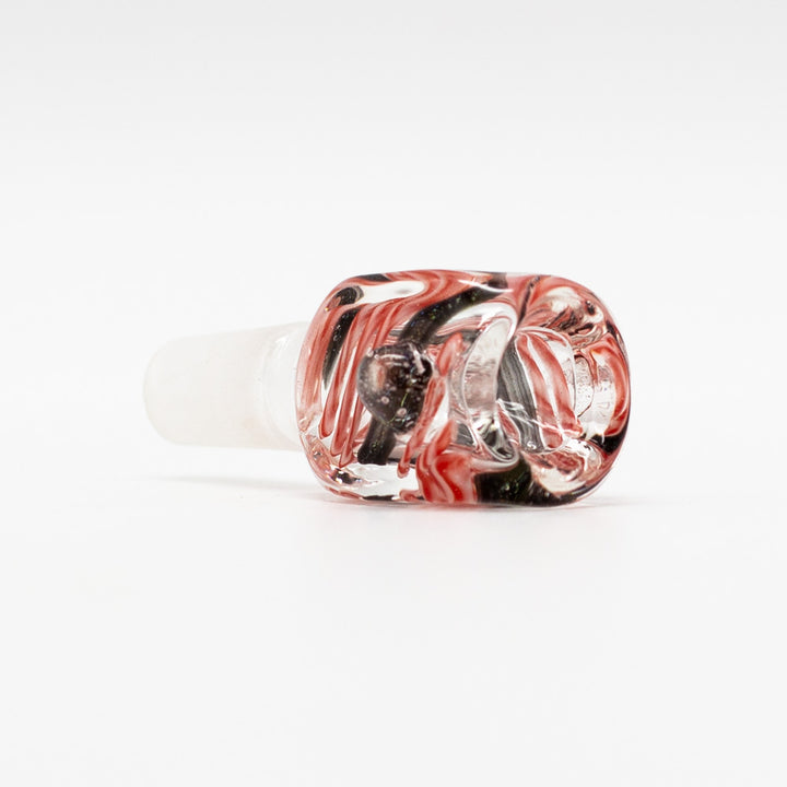 Glass Cone - Square - Red & White Swirls - 14mm The Bong Shop