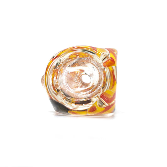Glass Cone Square 14mm Red, Yellow Swirls