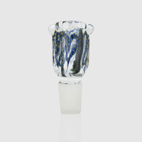 Glass Cone - Square - Dark Blue & Yellow Swirls - 18mm The Bong Shop
