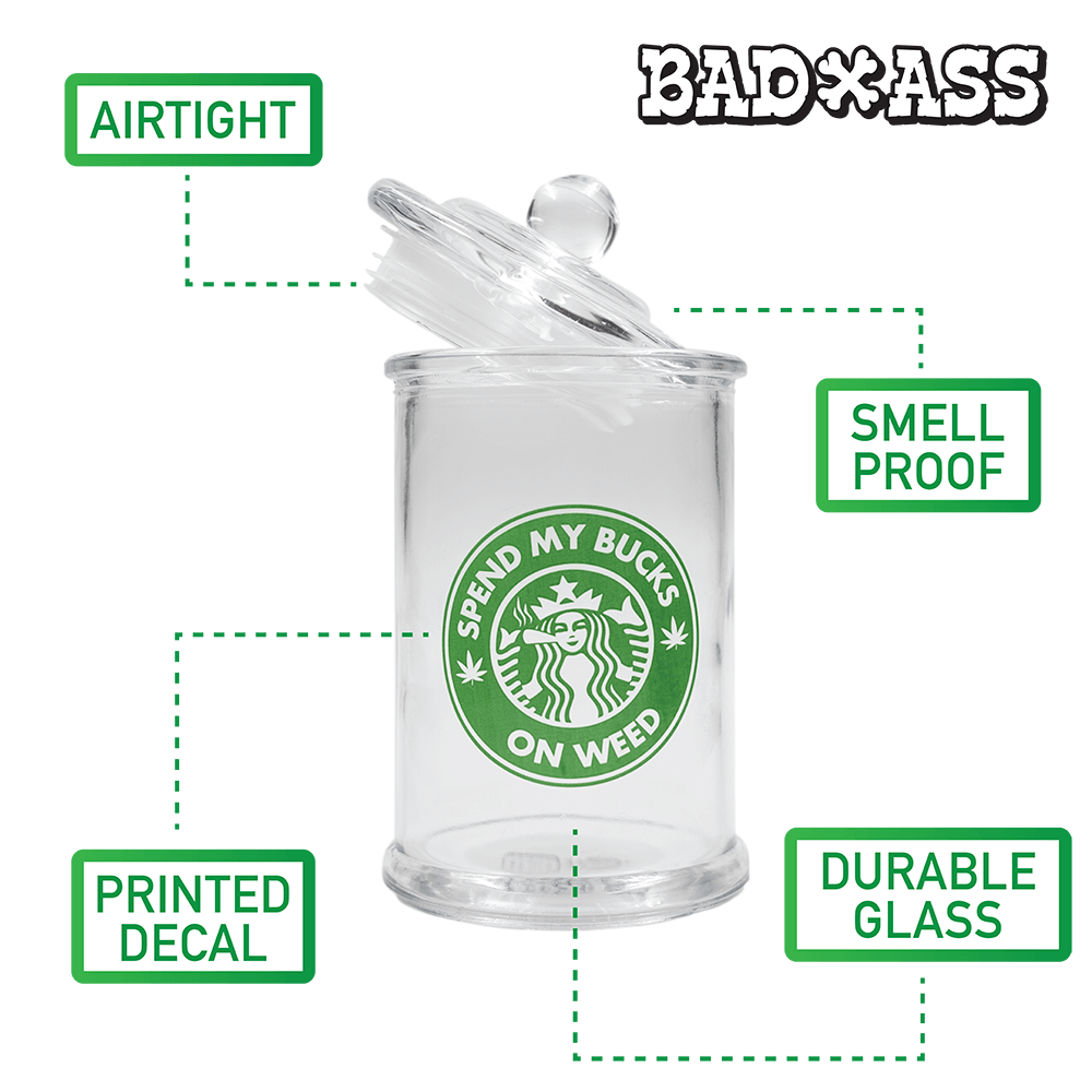 5032464 - STASH JAR - HOME BUSH 370ML CLEAR GLASS JAR The Bong Shop