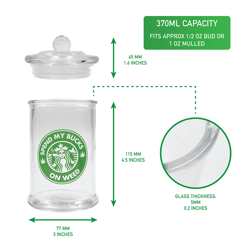 5032464 - STASH JAR - HOME BUSH 370ML CLEAR GLASS JAR The Bong Shop