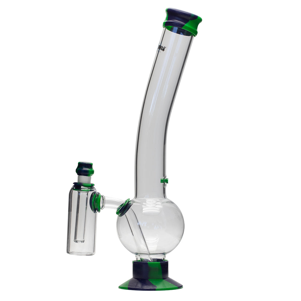 Waterfall Terminator Highbrid Series With Ash Catcher Glass Bong - Green/Blue Waterfall
