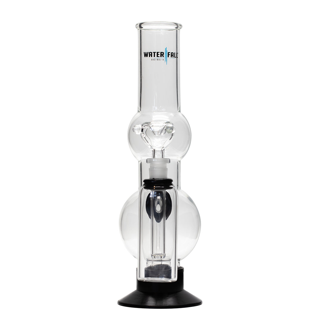 Waterfall Beano Highbrid Series Glass Bong with Ash Catcher - Black Waterfall
