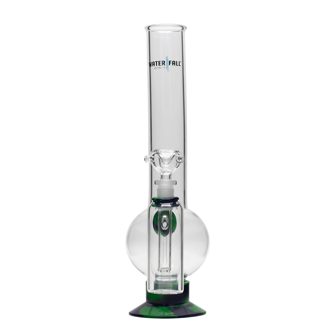 Waterfall Eliminator Highbrid Series Glass Bong With Ash Catcher - Green/Blue Waterfall
