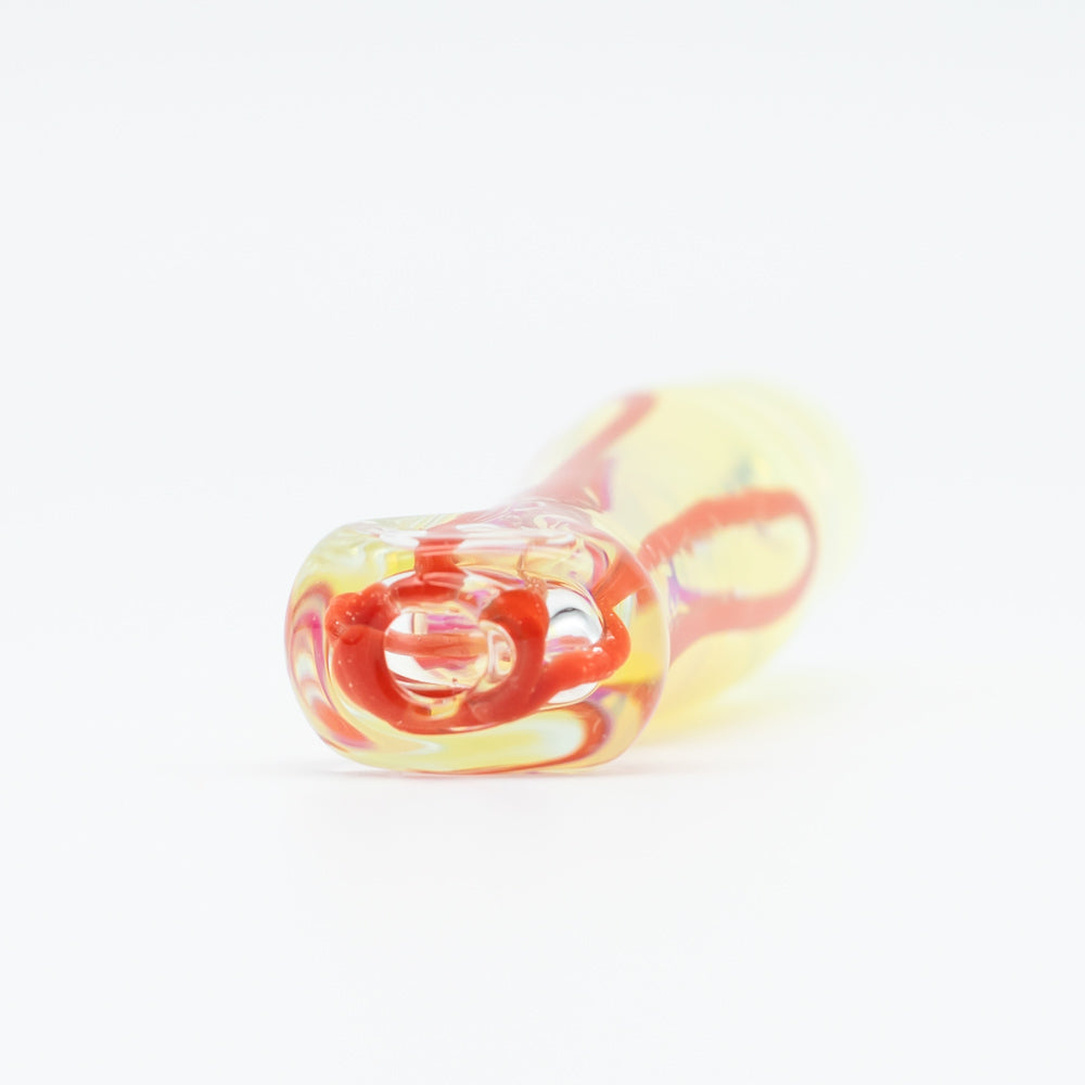 Cloudy Skies Glass Snorter - White & Red The Bong Shop