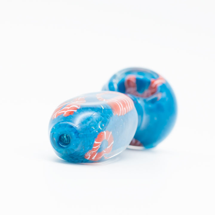 Red Snake Pattern Blue Spoon Glass Pipe The Bong Shop