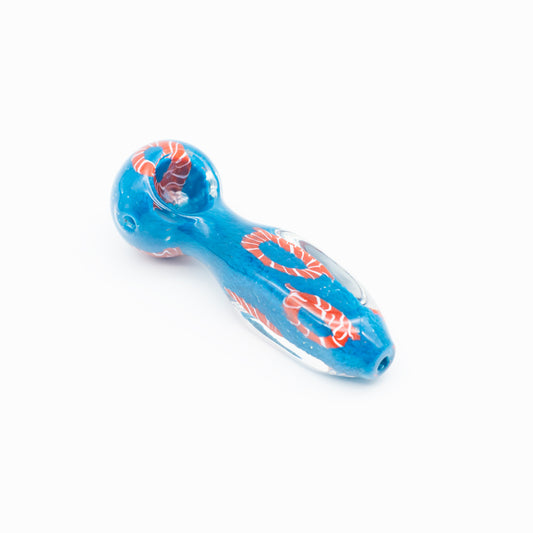 Red Snake Pattern Blue Spoon Glass Pipe The Bong Shop
