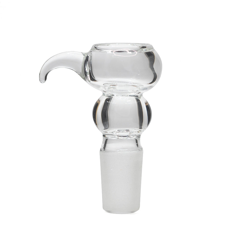 GLASS CONE LARGE DOUBLE BUBBLE CLEAR 18MM WITH CURVED HANDLE