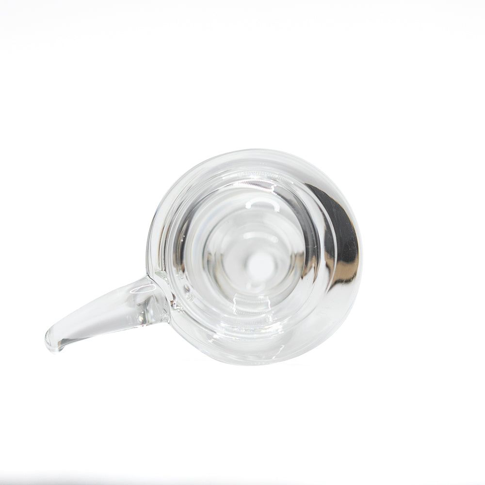 GLASS CONE LARGE DOUBLE BUBBLE CLEAR 18MM WITH CURVED HANDLE