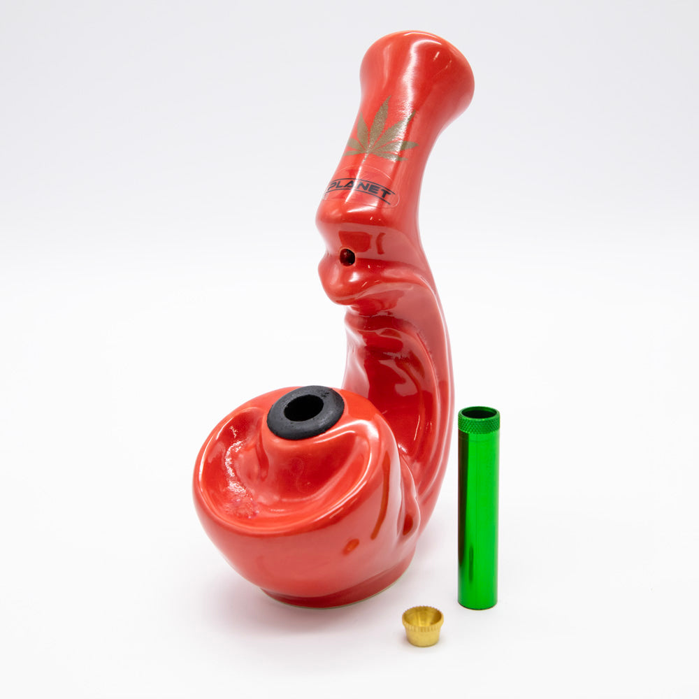 Sherlock Gripper Ceramic Bong - Red The Bong Shop