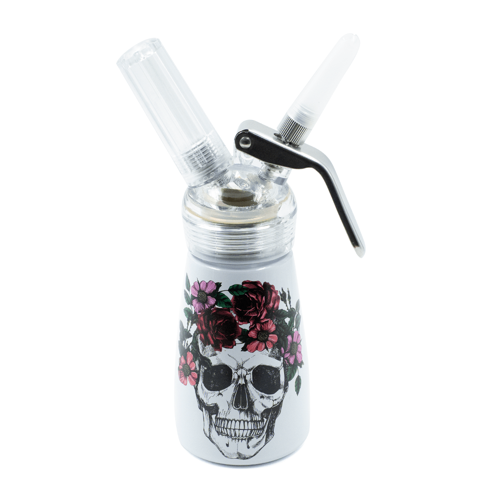 CREAM DISPENSER - 237ml Floral Skull White
