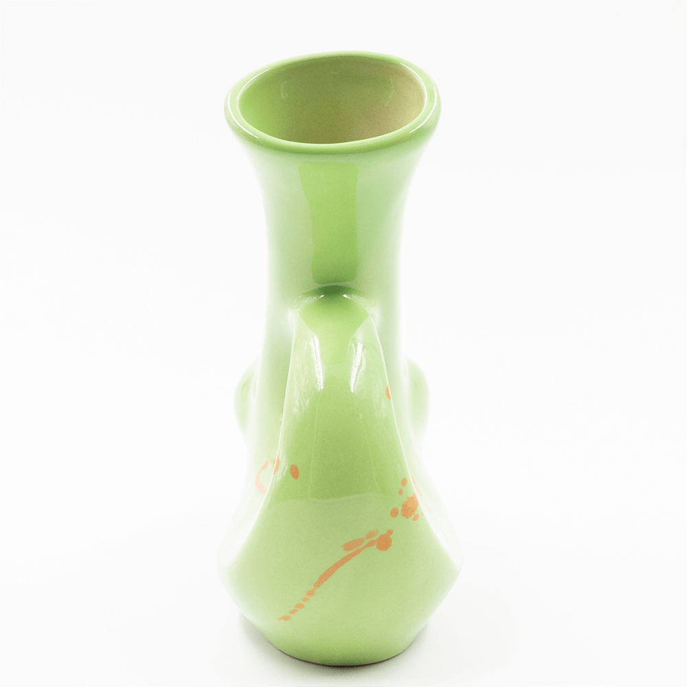 Walking Man Ceramic Bong - Green (Orange Splatter) Waterfall