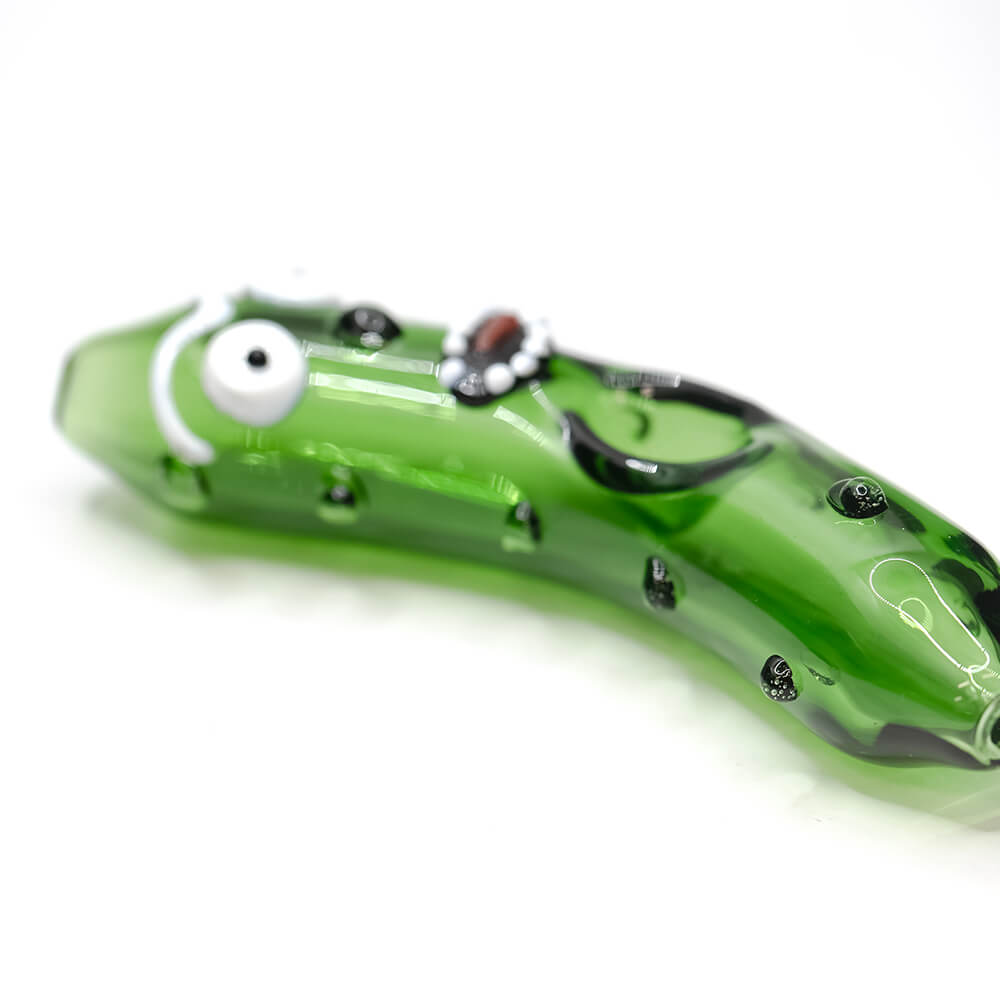 Glass Pipe -Curved 'Pickle Rick' Pipe Green 11cm The Bong Shop