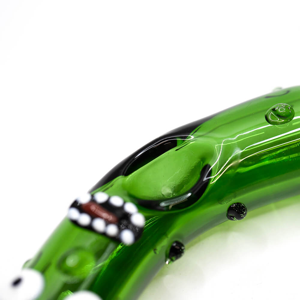 Glass Pipe -Curved 'Pickle Rick' Pipe Green 11cm The Bong Shop