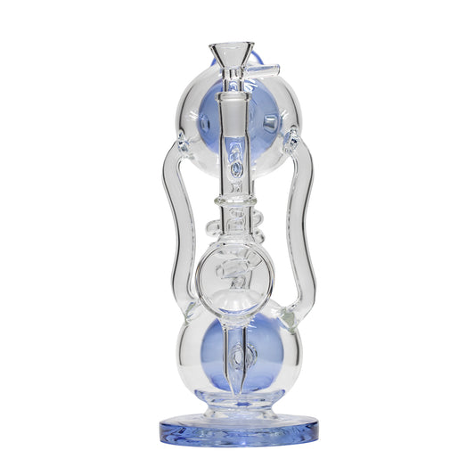 Planet X Celestial Bloom Glass Recycler Bong Blue