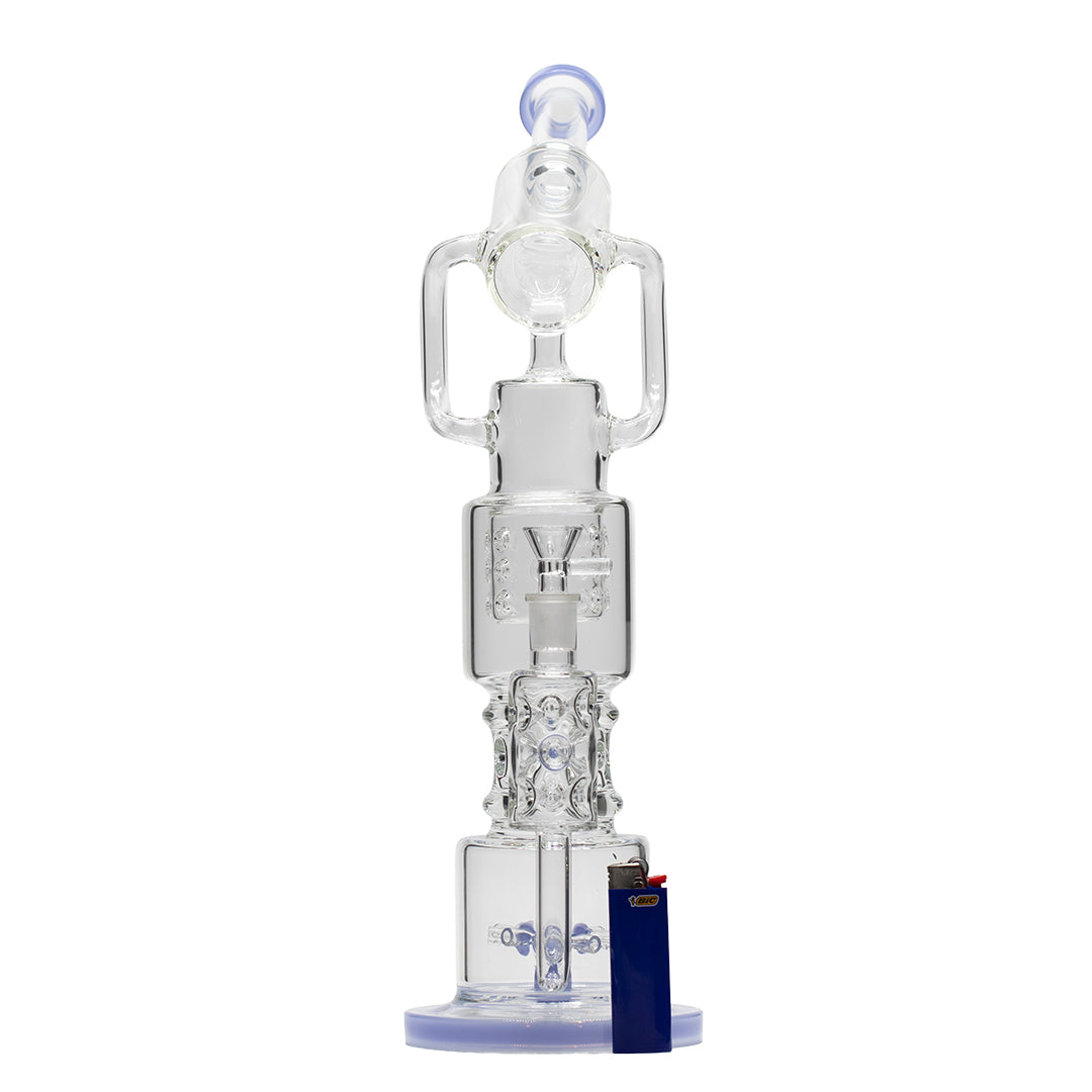 Planet X Lunar Loop Glass Recycler Bong Light Blue