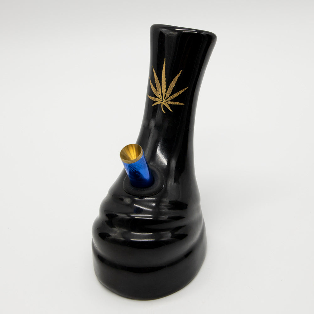 Molten Ceramic Bong - Black (Gold Leaf) The Bong Shop