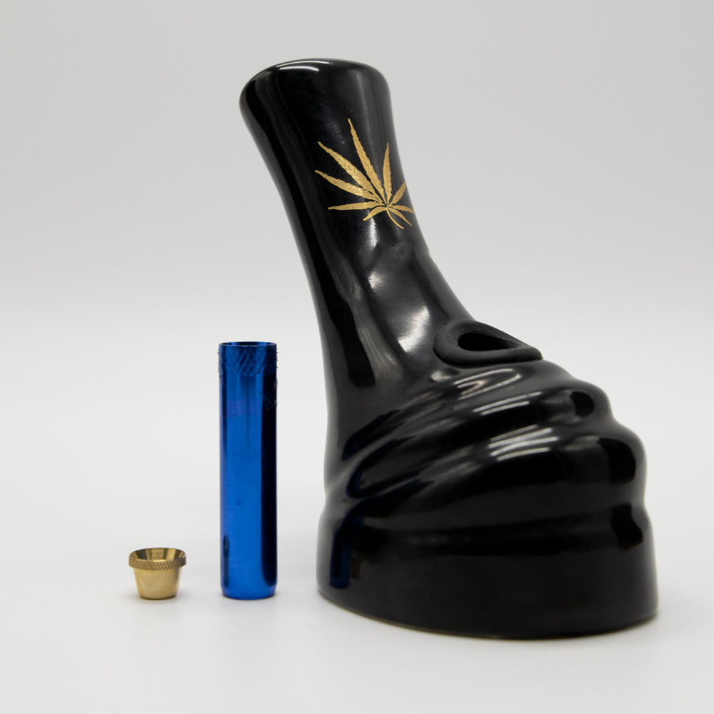 Molten Ceramic Bong - Black (Gold Leaf) The Bong Shop