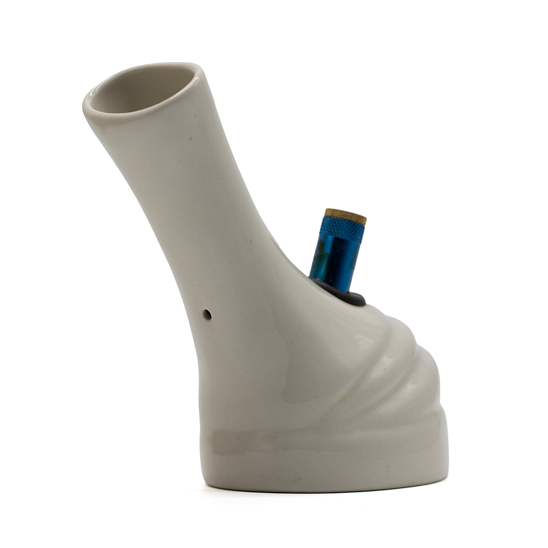 5031882 - CERAMIC BONG - MOLTEN WHITE MIXED DECALS BONZA STEM 15cmH