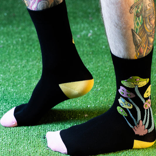 CREW SOCKS MUSHROOMS HIGHLINES BLACK Highlines