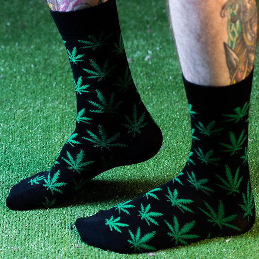 Highlines Sweet Leaf Pattern Crew Socks Highlines
