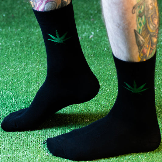 CREW SOCKS SINGLE GREEN LEAF HIGHLINES BLACK Highlines