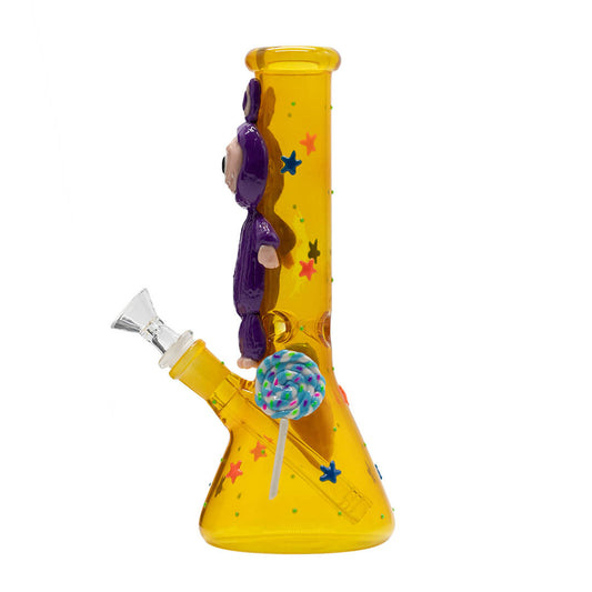 Orange Bong with Purple Lafufu - Glass Bong