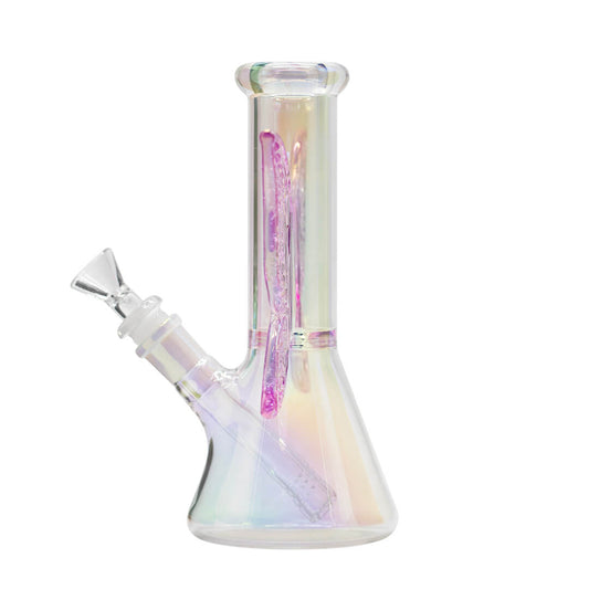 Pink Butterfly Flask Glass Bong