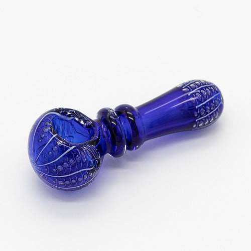 Glass Pipe- Dark Blue W/Pale Blue Web 2 Ring Neck #6 The Bong Shop
