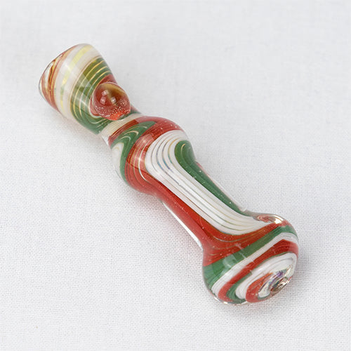 Glass Pipe- Dumbell Twist Rasta #23 The Bong Shop