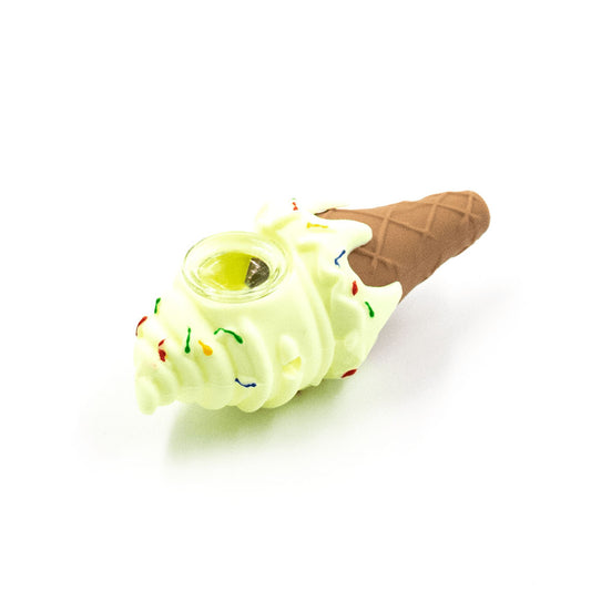 Ice Cream Cone Silicone Pipe - Creamy Yellow The Bong Shop
