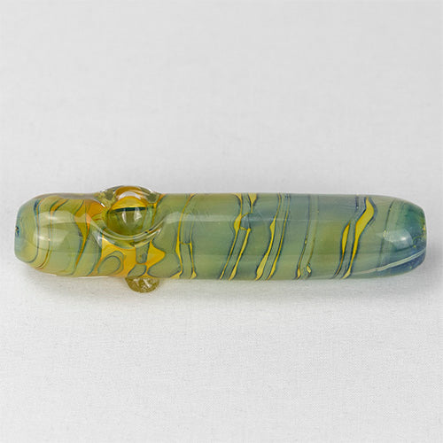 Glass Pipe- Straight W/Clear Ribbon Blue To Green/Brown #8 The Bong Shop