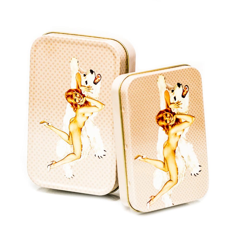 METAL TIN - BEAR NAKED RED HEAD SET OF 2 The Bong Shop