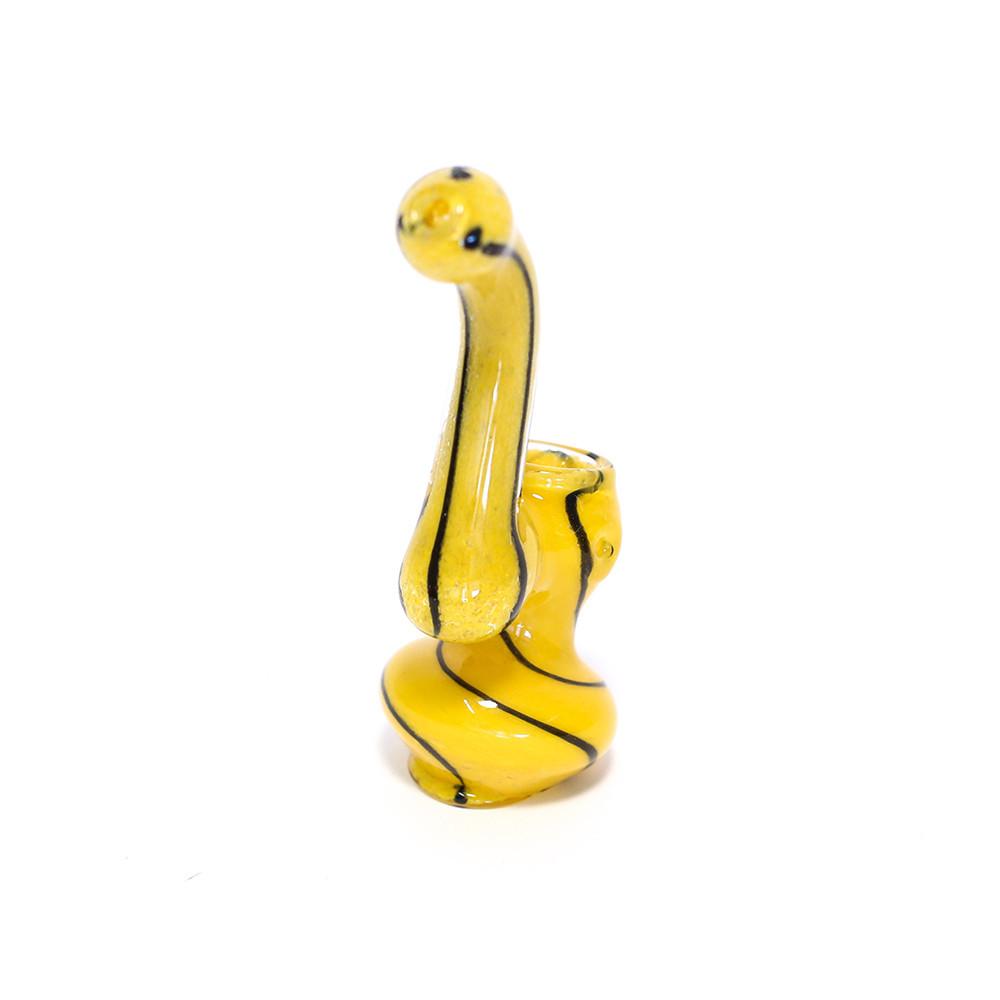 GLASS BUBBLER - 12CM YELLOW W BLACK BAND The Bong Shop