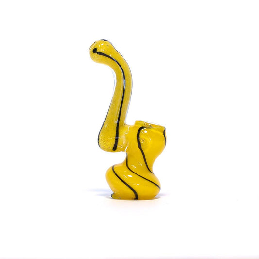 GLASS BUBBLER - 12CM YELLOW W BLACK BAND The Bong Shop