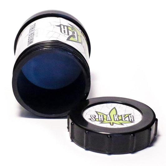 SHAKER - ACRYLIC 85mm x 110mm 3 PART WITH SCREEN BLACK The Bong Shop