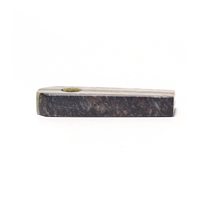 PIPE - SOAPSTONE 9CM COFFIN SHAPE WITH 5 STRIPES The Bong Shop