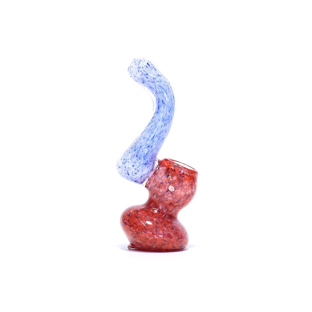 THE SUCKER GLASS BUBBLER (SPECKLED BLUE & RED) The Bong Shop